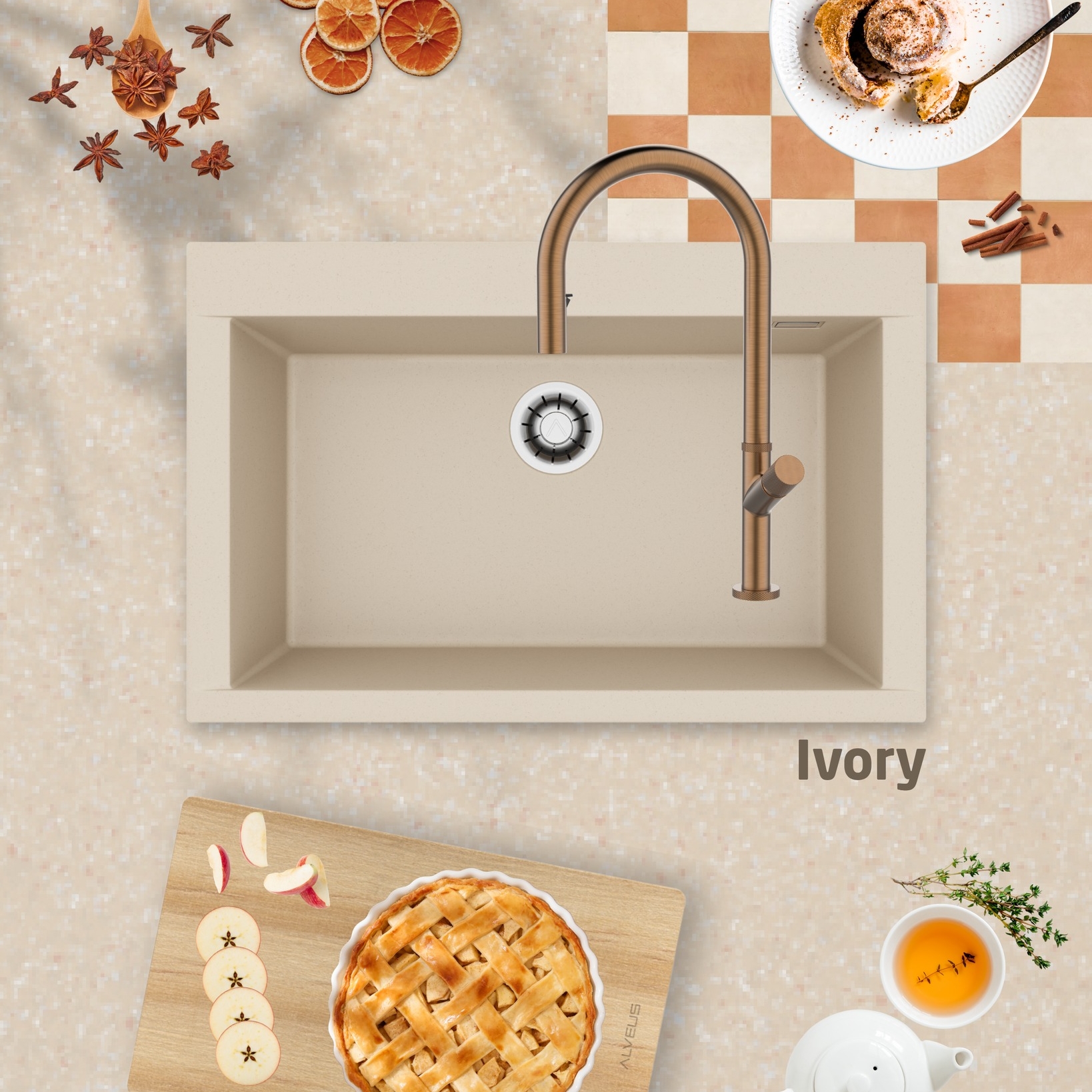 Autumn comes in beautiful, warm colours. Why shouldn't your sink? 🍁🍂

The colour of your sink matters. Dark shades add a sense of depth, lighter ones open up the space, and warm tones pair beautifully with wood. 🪵

A walnut worktop, a clay mug, a basket of apples and a sink in a shade that brings it all together. The surface is smooth and stain-resistant, so it stays beautiful even when the kitchen is at its busiest.

Which shade would you choose for your kitchen?