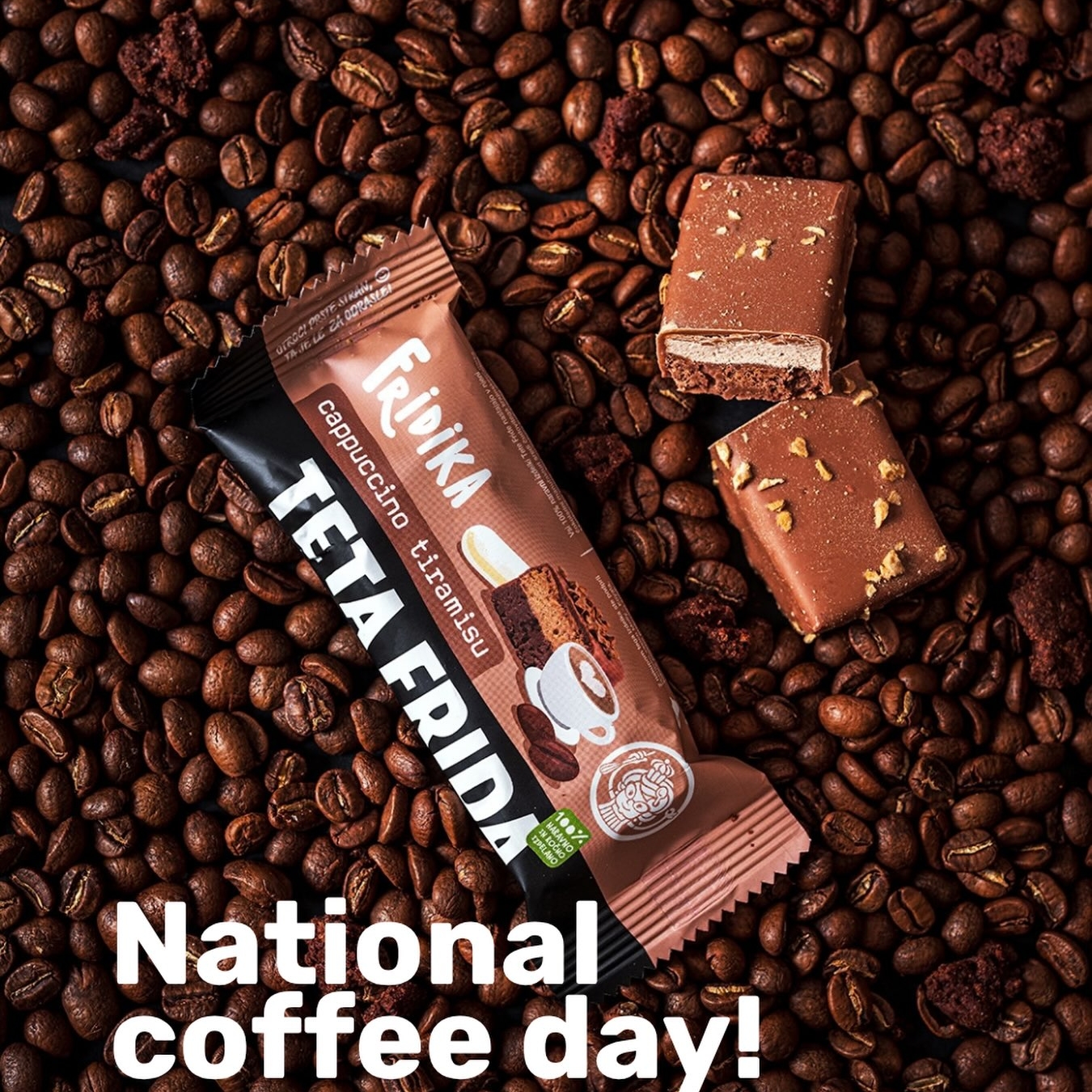 Coffee is a ritual. Chocolate is indulgence. 
Fridika is both in one. 🍫☕

Frida wishes you a wonderful National Coffee Day! 🎉

Treat yourself to a chocolate twist with Fridika Cappuccino Tiramisu, or enjoy it in its classic form at one of our coffee shops. 🤎

#frida #fridika #tetafrida #tantefrida #chocolate